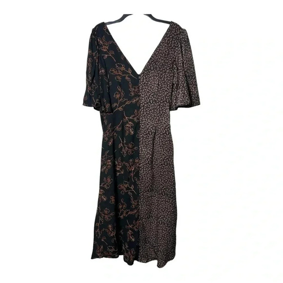 1499. 4SI3NNA ANTOINETTE FLORAL COLORBLOCK MIDI LENGTH DRESS MEDIUM PINK/BLACK - Picture 8 of 11